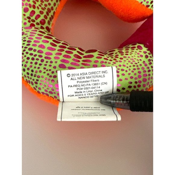 Nanco COBRA PLUSH 12" tall Colorful Lime Green Orange Pink Coiled Snake Stuffed - Picture 5 of 7